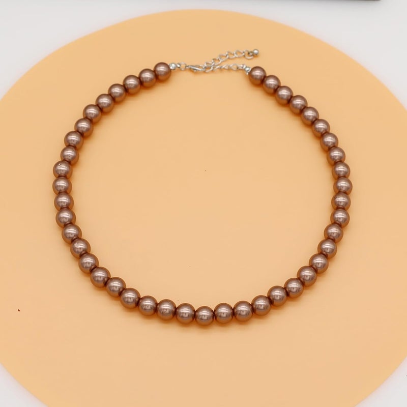 WEWE Pearl Choker Necklace for Women AAA+ Simulated Shell Pearl Necklace Strand Variety Of Colors 10mm Pearls Length 17 Inches - Image 4